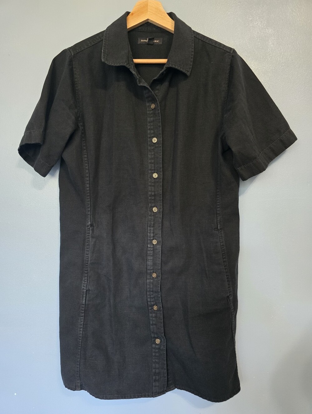 Banana Republic Black Utility Shirt Dress Black Size Medium Petite